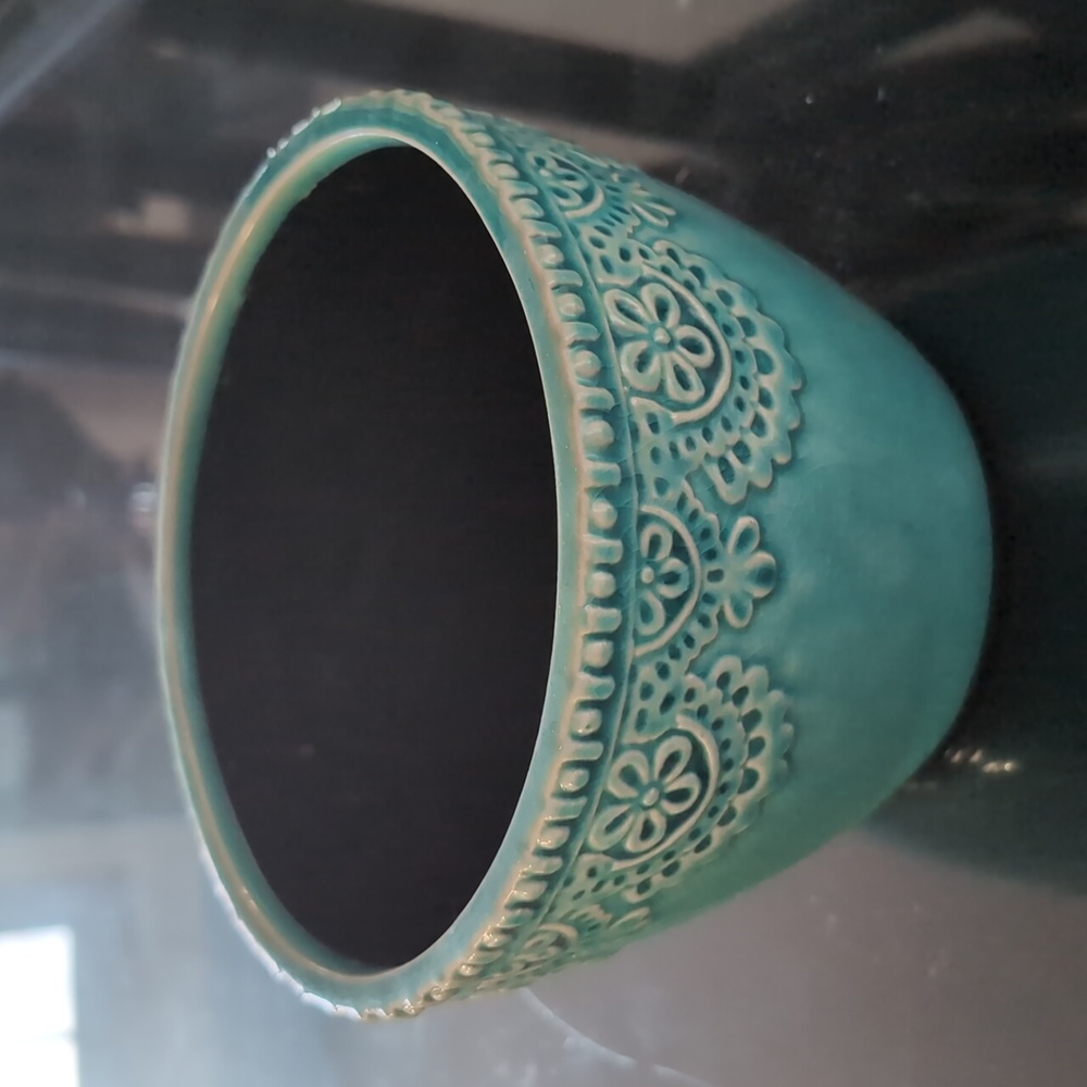 Turquoise Decorative Ceramic Plant Pot - Picture 2 of 4